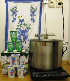 Milchtopf mit Rührpadel und Induktionkochplatte, 